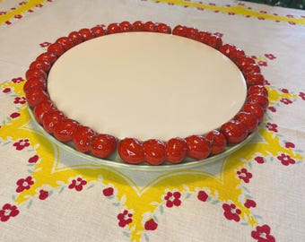 Vintage Shafford Japan-taartbak met aardbeien, taartbord jaren 60