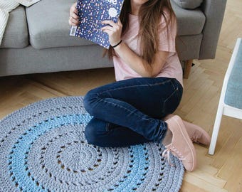 Crochet Round Rug Pattern: Two-Color DIY Home Decor (PDF Pattern, 100cm)