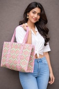 Soft Quilted Cotton Tote Bag, Floral Print Handbag, Lightweight Beach Travel Bag, Handmade Boho Style product logo