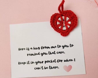Personalised Pocket Hug Card / Crochet Heart / Thinking Of You / Special Friend Gifts / Miss you