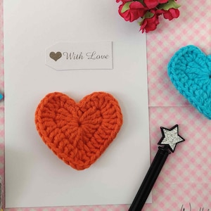 Handmade Crochet Heart Applique: Craft Embellishment, Sew-on Patch (2.3 inch)