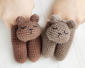 Crochet Pattern: Two Finger Puppets - Bear (Instant Download)