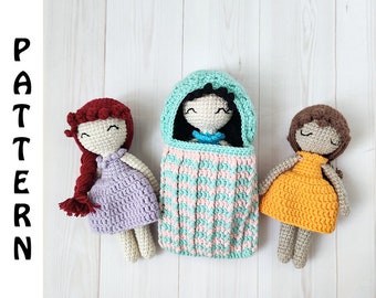 Little Hanna Doll With a Sleeping Bag Crochet Pattern / 5" (13cm) Doll / PDF Digital Download