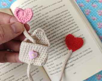 Crochet Pattern: Heart Envelope Bookmark, Book Lover Secret Gift, Crochet Page Holder, Reading Tracker, Pink Charm / PDF Digital Download