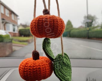 Crochet Pumpkin Car Charm Pattern: Hanging Leaf Ornament (PDF Digital Download)