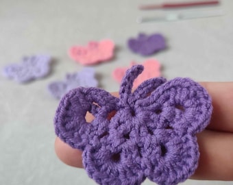 Handmade Crochet Butterfly Applique: Craft Embellishment (2.3 inch)