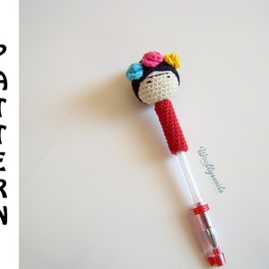 Crochet Frida Pencil Topper Pattern / PDF Digital Download image 1