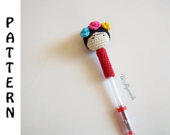 Crochet Frida Pencil Topper Pattern / PDF Digital Download