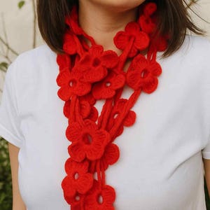 Crochet Flower Scarf Pattern: Handmade Necklace Accessory (PDF Digital Download)