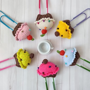 Schema all'uncinetto: segnalibro a forma di cupcake, segnapagina all'uncinetto, segnapagina, porta-torte, accessorio per planner, regalo di compleanno / Download digitale PDF