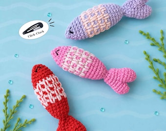 Crochet Fish Fidget Toy Pattern: Click Clack Pocket Pet, Love Heart, Rolling Bead Worry Doll (Instant Download)