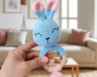 Crochet Bunny Baby Rattle Pattern, Newborn Keepsake Toy (Instant Download)