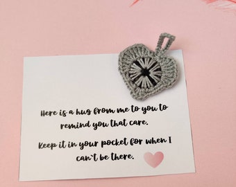Personalised Pocket Hug Card / Crochet Heart / Thinking Of You / Special Friend Gifts / Miss you