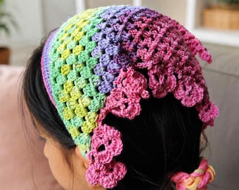 Patrón de diadema de ganchillo: diadema para niñas, accesorio para la cabeza de bebés, pañuelo para adolescentes, bufanda, bufanda para festivales de playa (descarga instantánea)