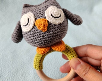 Crochet Pattern: Owl Teether, Baby Teething Toy, Handmade Newborn Baby Gift / PDF Digital Download