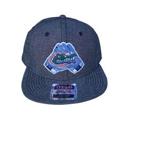 May include: A gray flat bill snapback hat with a patch featuring a stylized alligator in blue, green, and orange. The hat has a structured crown and a flat brim. The brand tag "OTTO" is visible.