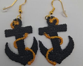 Embroidery Anchor Earrings