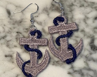 Embroidery Anchor Earrings