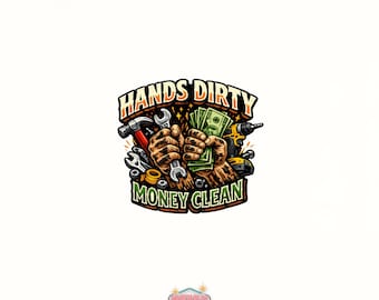 Imagem PNG de mãos sujas e dinheiro limpo, design de mãos de trabalhador com dinheiro, estampa para camiseta de construção, arte para operários.