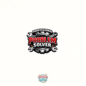 May include: A logo with the text "PROFESSIONAL PROBLEM SOLVER" in a bold, stylized design. The words are set against a backdrop of a gear and spanners, with a red and silver colour scheme. The logo is on a white background.