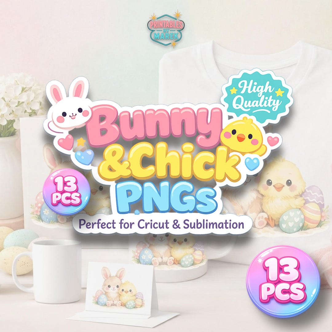 Easter Bunny and Chick PNG Bundle, Cute Spring Clipart Pack, Baby ...