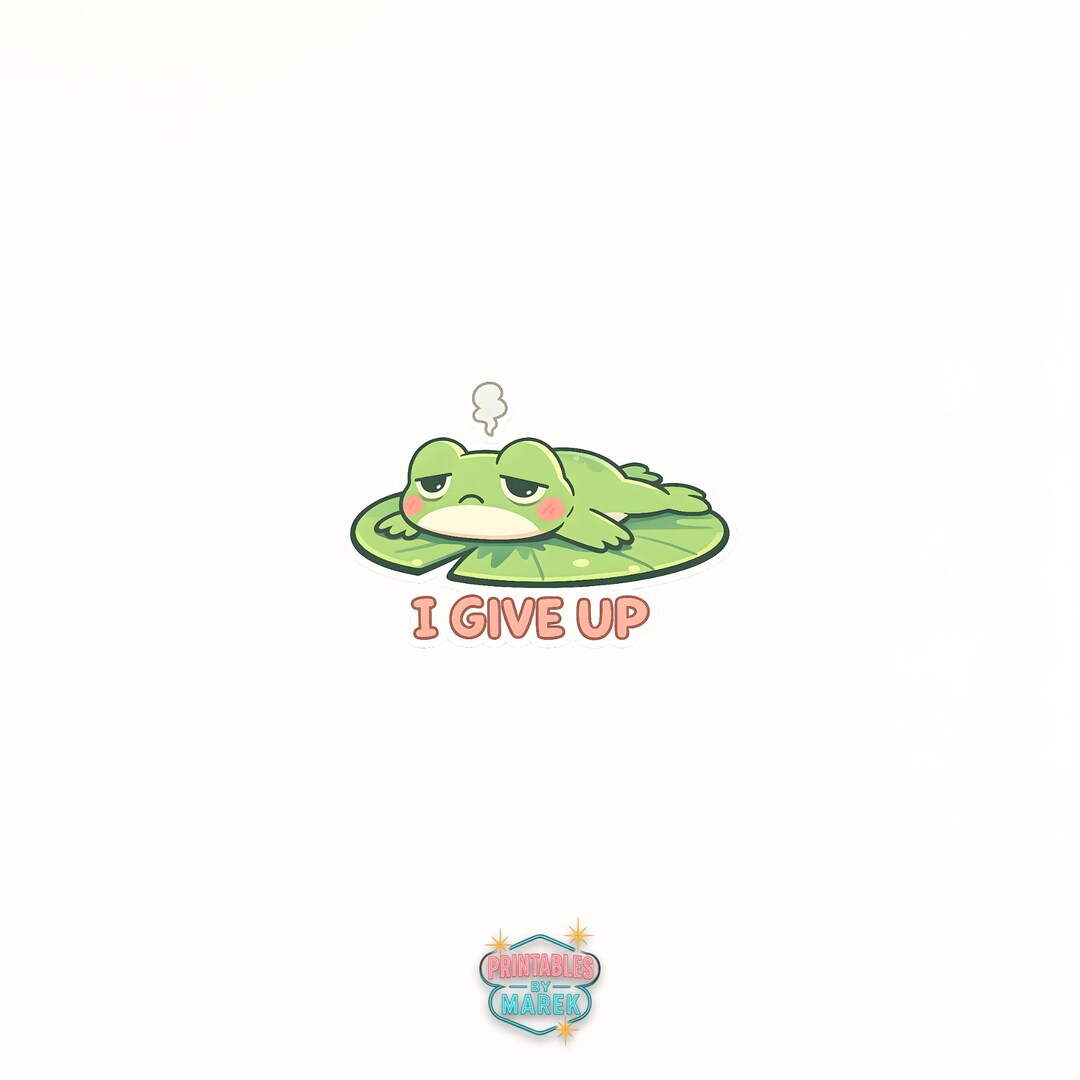 I Give up Frog PNG, Sleepy Frog Meme, Lazy Frog Clipart, Cute Frog PNG ...