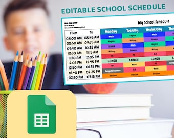 Bewerkbare leerlingplanner: afdrukbaar schoolrooster (Google Spreadsheets-sjabloon)