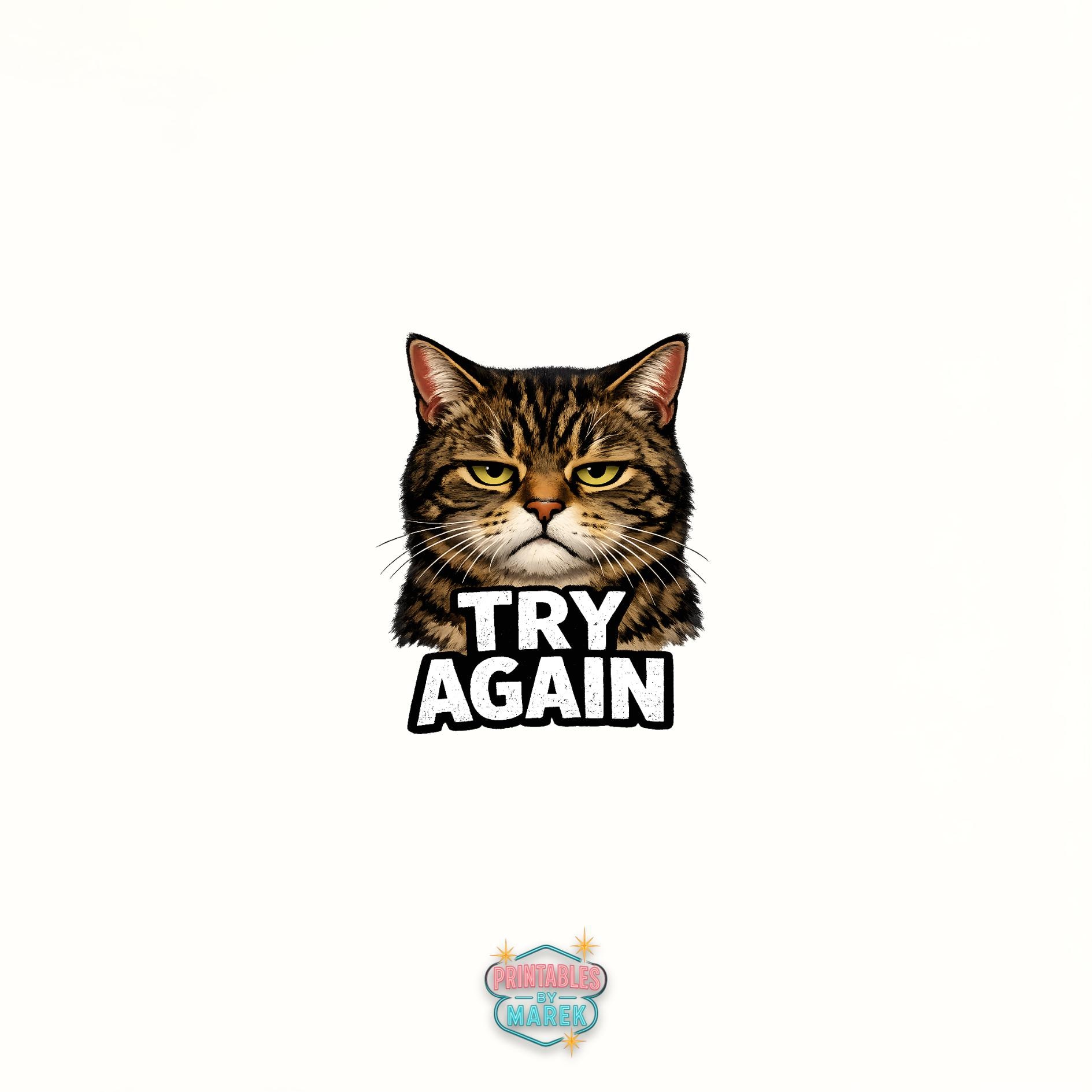 Try Again Cat PNG Angry Cat Meme Transparent 4096x4096 Funny Grumpy Cat ...