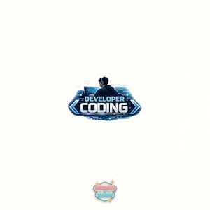 May include: A digital illustration featuring a person with headphones working on a laptop. The image has a blue and white color scheme with the words "DEVELOPER CODING" in a stylized font. A small logo is at the bottom.