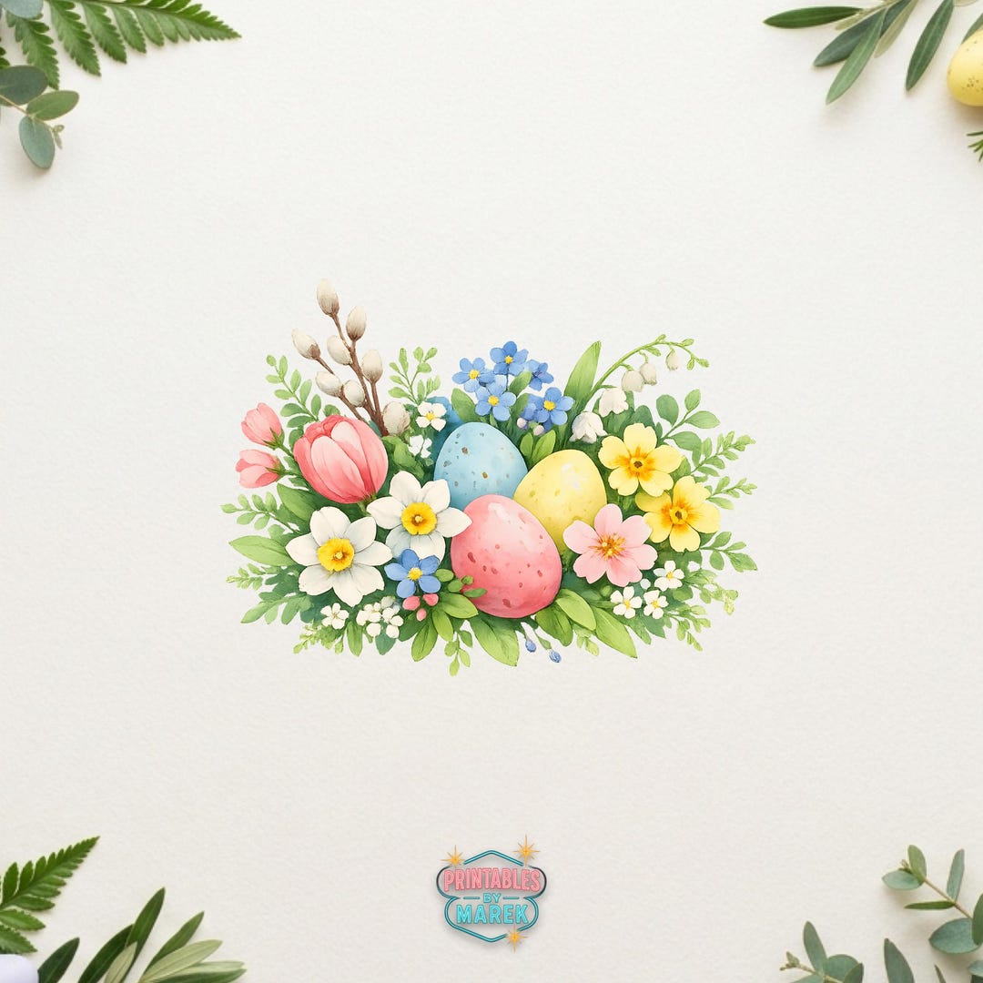 Watercolor Floral Easter Eggs PNG, Spring Flower Easter Egg Clipart ...