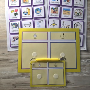Now and Next Visual Supports Pack - A4 Board, Mini Keyring Board & 24 VELCRO® Symbol Cards - Autism, SEND, Communication Aid, Non-verbal