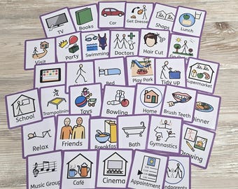 36 Picture Communication Cards I Visual Support Cards I PECs Style Flashcards I Autism I SEN, Speech & Language I No Hook and Loop