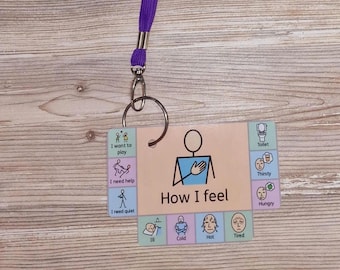 How I Feel Lanyard - Tabbed Visual Communication Aid for Children, Autism, SEN, Non-Verbal Support