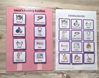 Personalised Evening Routine Board with Picture Communication Symbol Cards I Autism I SEN I Visual Supports I Bedtime Routine