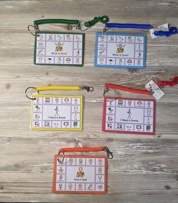 3 Mini Communication Boards - Emotion Board, Pain Chart - Autism Communication Card, Visual Support, SEN resource, PECS Inspired