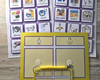 Now and Next Visual Supports Pack - A4 Board, Mini Keyring Board & 24 VELCRO® Symbol Cards - Autism, SEND, Communication Aid, Non-verbal