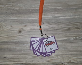 24 Personalised Symbol Cards on Breakaway Lanyard - Choice of Colours - Visual Support Communication - Non verbal, Autism, SEN
