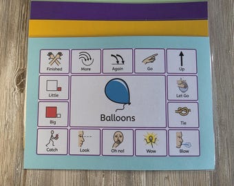Balloon Communication Board - Choose Background Colour I Visual Support for Balloon Play I Speech Therapy Resource I SEN Communication Board