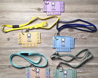 Toilet Routine Communication Tabbed Lanyard I Visual Toileting Symbols I SEN, Autism, Non-Verbal Support I Choice of Colours