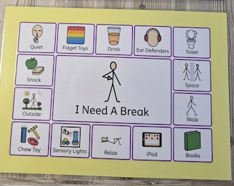 I Need a Break Communication Board - Visual Support for Self-Regulation I SEN Calm Down Aid I Speech Therapy Resource