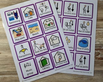 Custom Visual Symbol Cards with Hook and Loop - Autism Communication I Non Verbal I Picture Communication