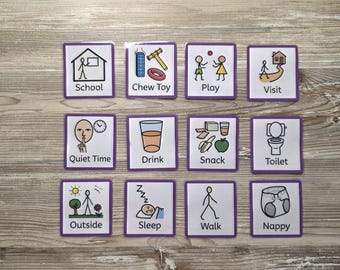 12 Customised Communication Cards - Personalised Visual Aids for Autism, Speech Therapy, SEND, PECs Symbols - Choose Size, Symbols