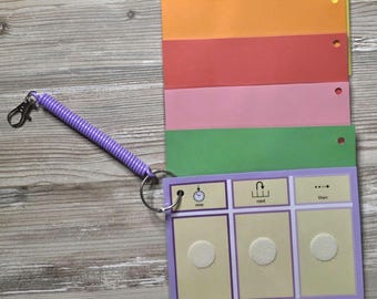 Mini Now Next Then Board with Keyring - Visual Routine and Transition Support - Choice of Colours - Compatible with 4cm Communication Cards