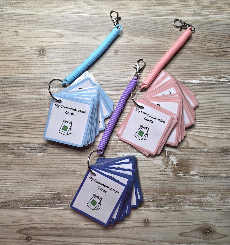 Stack Icon For Autism 24 Everyday Communication Cards on Keyring I Personalised Front Page I ...