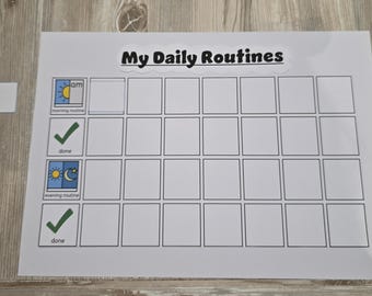 Daily Routine Tick Chart for Kids I 48 Visual Symbols Routine Chart I Autism Visual Schedule I Sen I Non-verbal I Choose symbols
