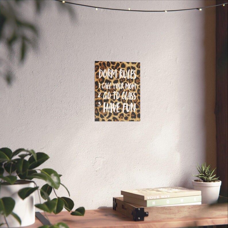 Custom Dorm Rules Poster Leopard | College Roommate Dorm Freshman Decor ...