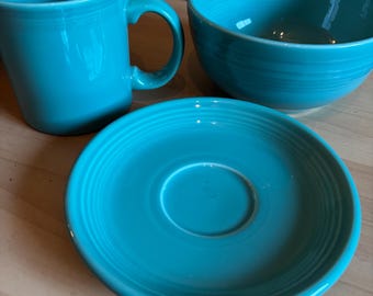 Fiesta turquoise set mug plate and bowl