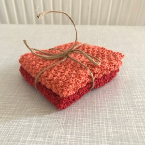 2 Baumwoll Tücher in koralle und rot image 3
