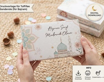 Toffifee banderole Eid al-Adha gift Bajram Serif Mubarek Olsun, digital download, Eid Mubarak, printable template, party favor
