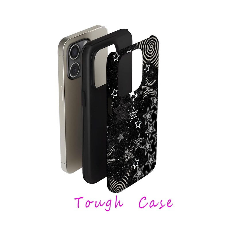 Black Grunge Star Phone Case,dark Psychedelic Star Pattern,spiral Stars ...